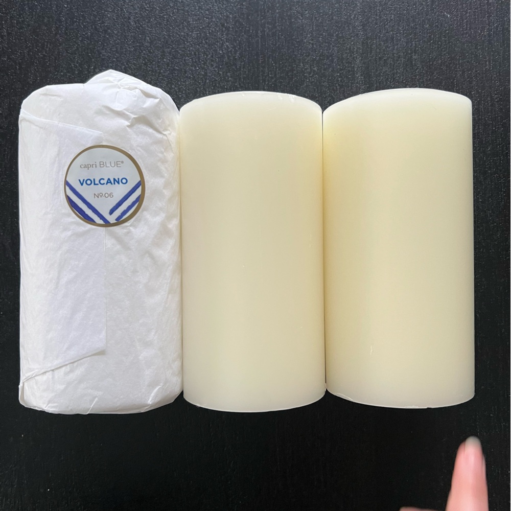Capri Blue Volcano Pillar Candles set of 3
